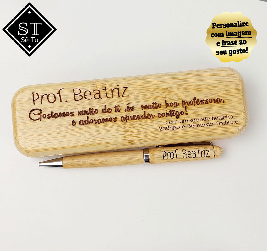 Caneta com caixa Madeira Gostamos muito de Ti